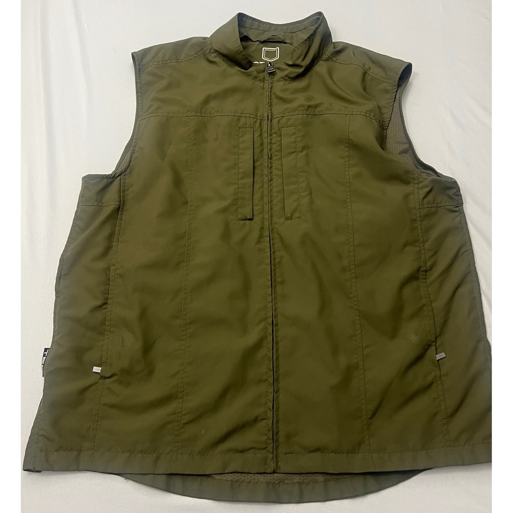 SCOTTeVEST Travel Vest Men's XL Olive Green TEC Multi Pocket Hiking Fishing